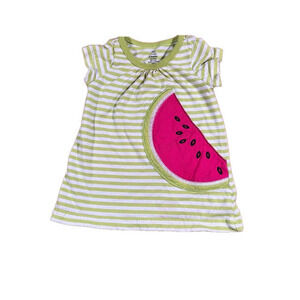 🔥🔥Child of Mine Green and Pink Striped Watermelon Shirt Dress